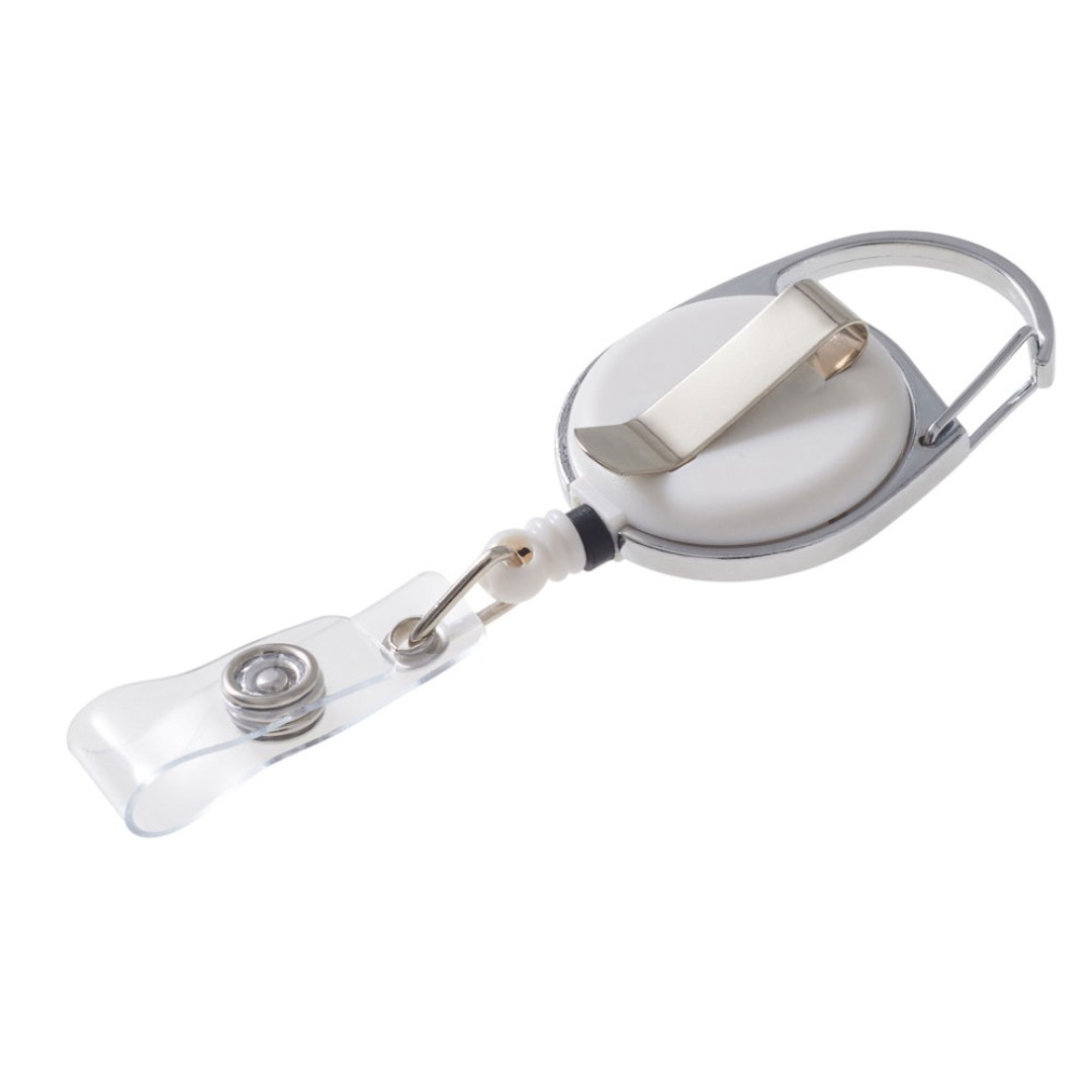 Бейдж с рулеткой-карабин "Favor", черный