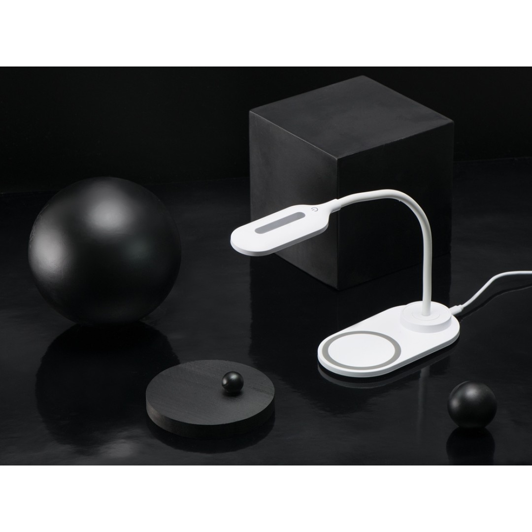 Настольный светильник с беспроводной зарядкой "Flamp", белый