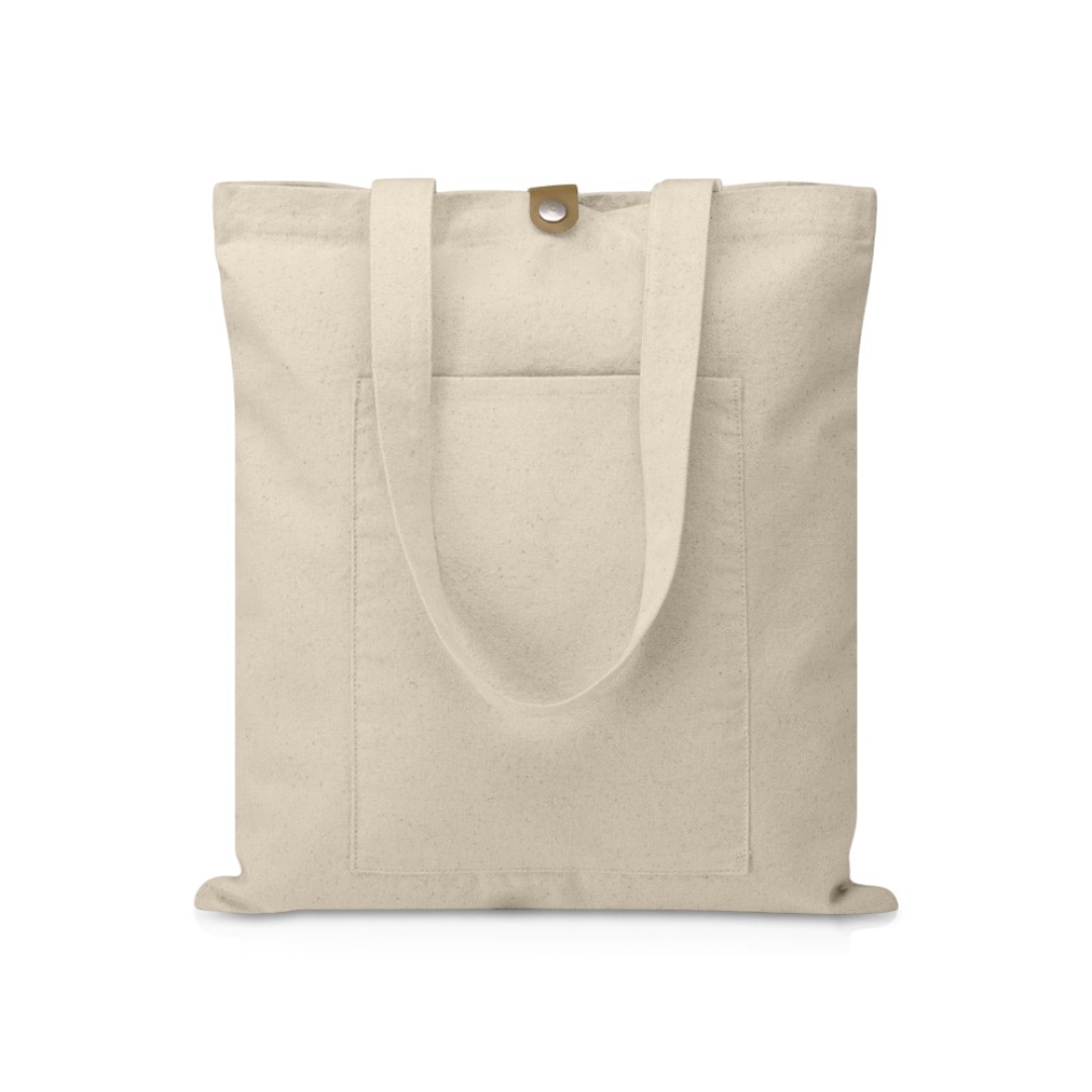 Сумка Clip из хлопка 340 г/м2 с застежкой из экокожи, натуральный