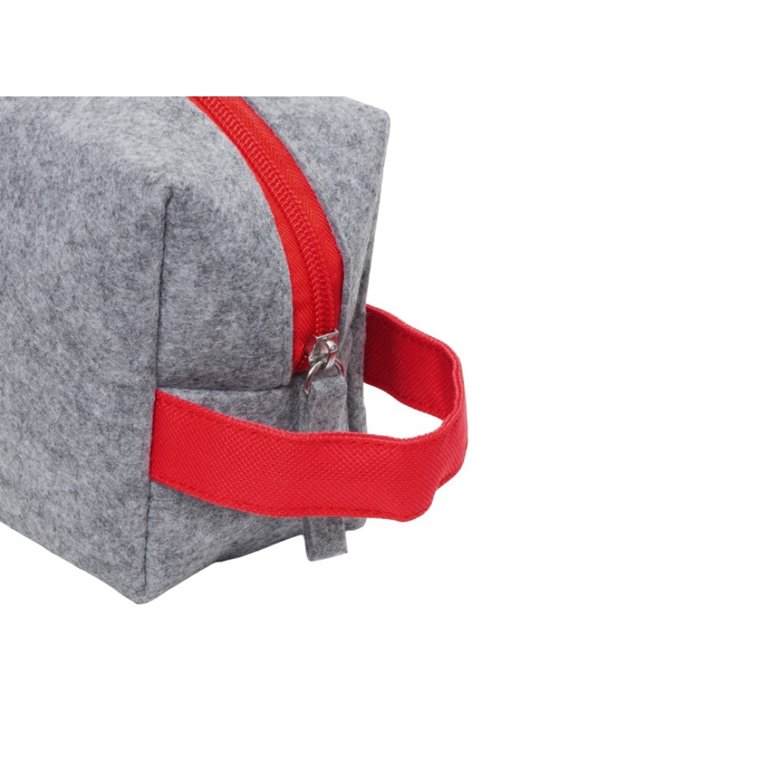 Органайзер для электроники и проводов "Felt" из RPET-фетра с ручкой, серый с красным