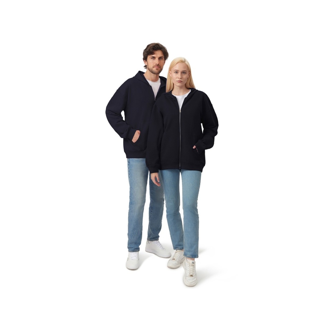 Толстовка оверсайз с капюшоном на молнии «Monaco», темно-синий