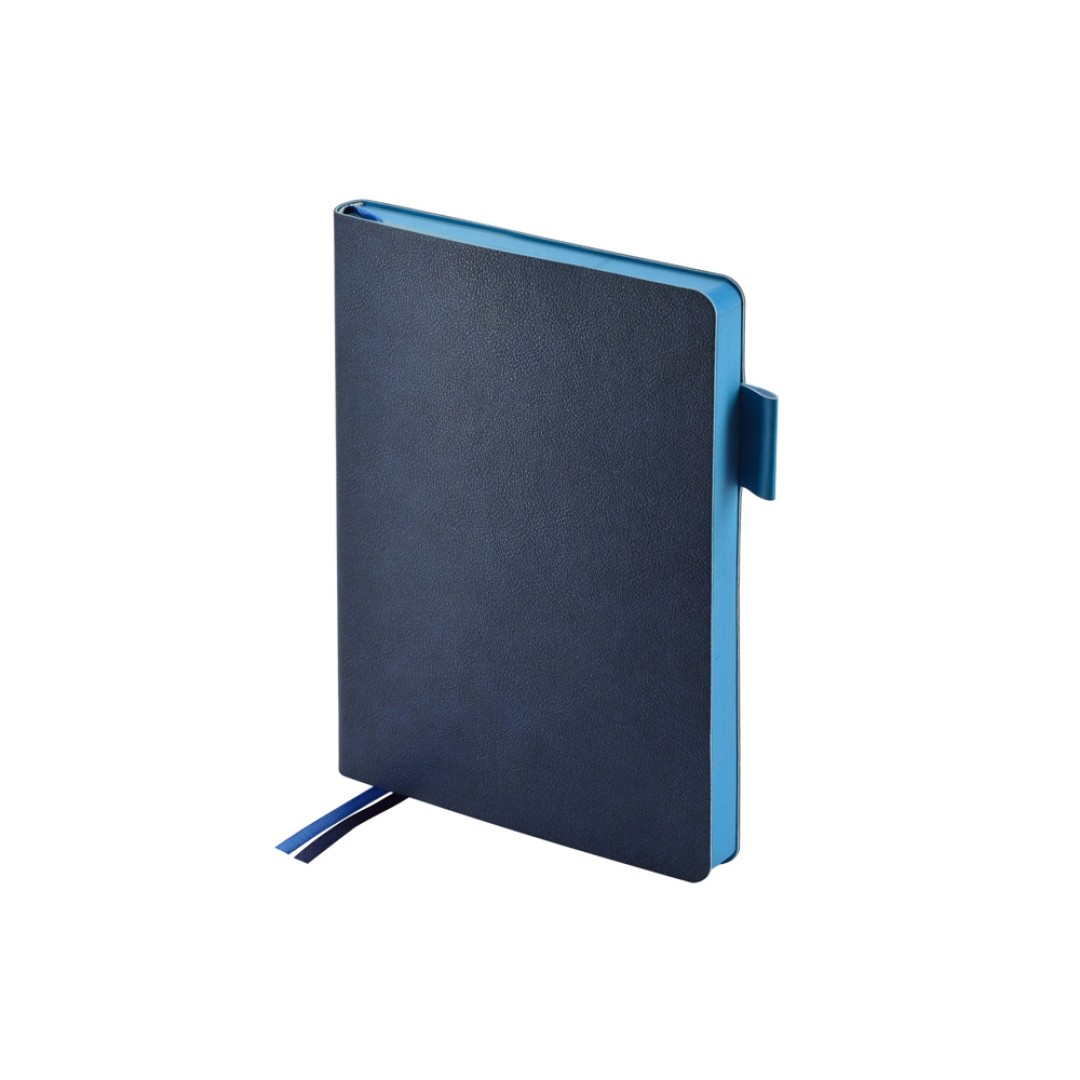 Ежедневник А5 датированный "Boston" 2026, темно-синий с голубым обрезом