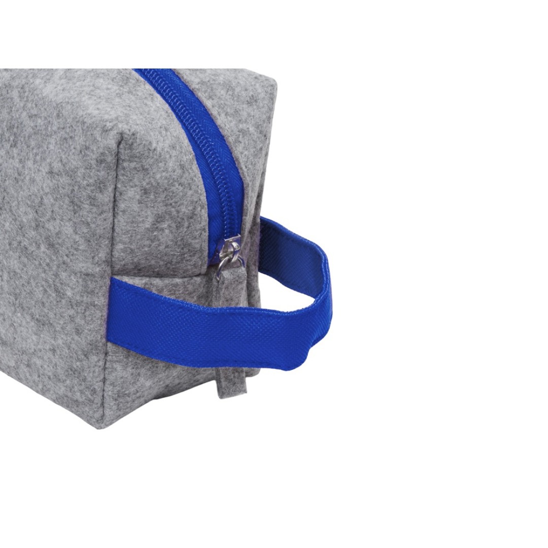 Органайзер для электроники и проводов "Felt" из RPET-фетра с ручкой, серый с синим