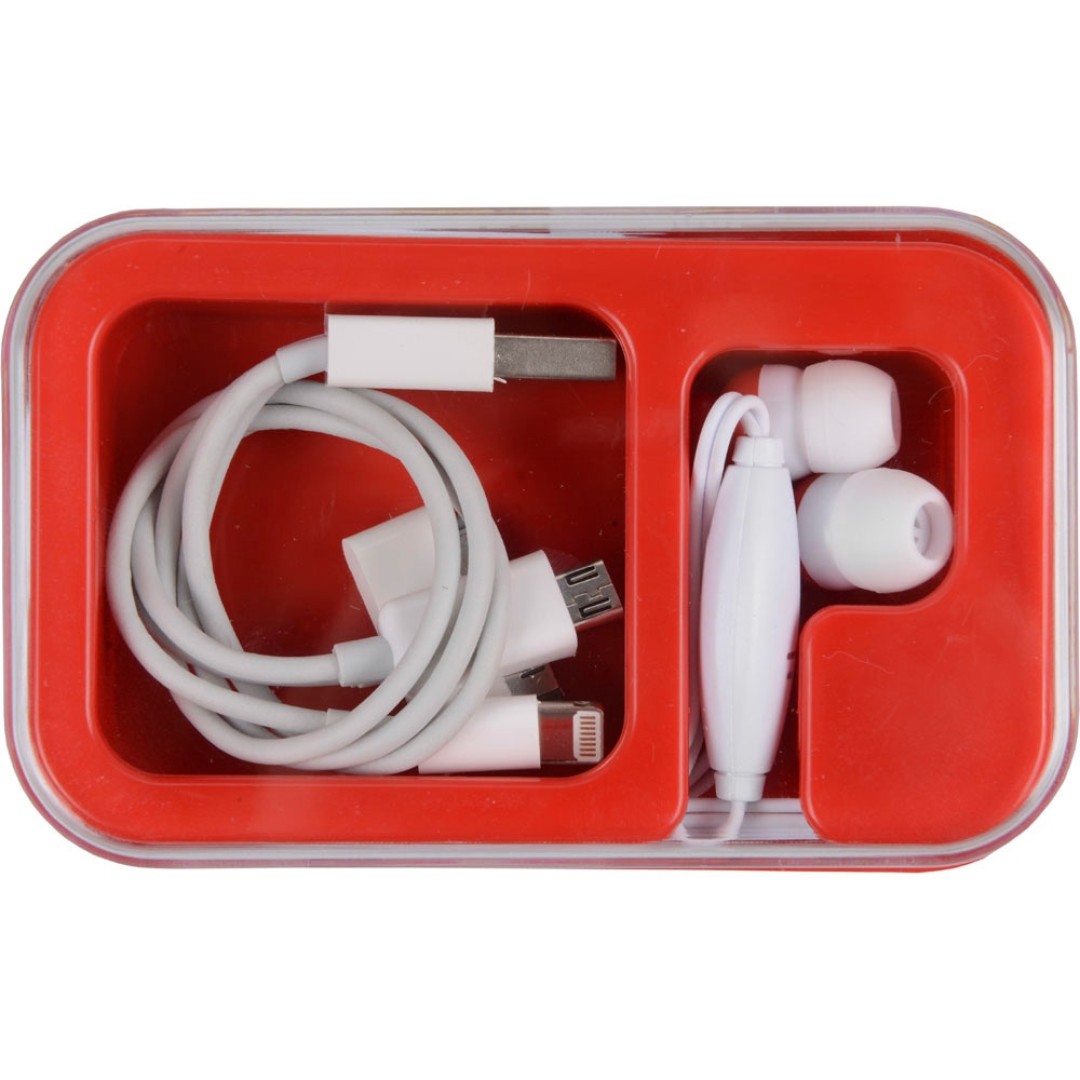 Наушники "Марсель" с набором переходников, красный