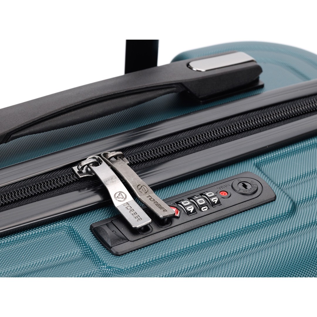 Чемодан TORBER Onego, зелёный, ABS-пластик, 59,5 х 39,5 х 24 см, 46 л