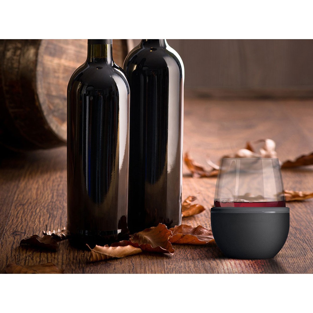 Тумблер для вина WINE KUZIE, черный