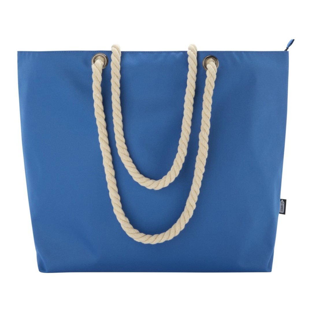 Panama пляжная эко-сумка-холодильник из переработанного материала, с ручками-шнурками 23L, ярко-синий