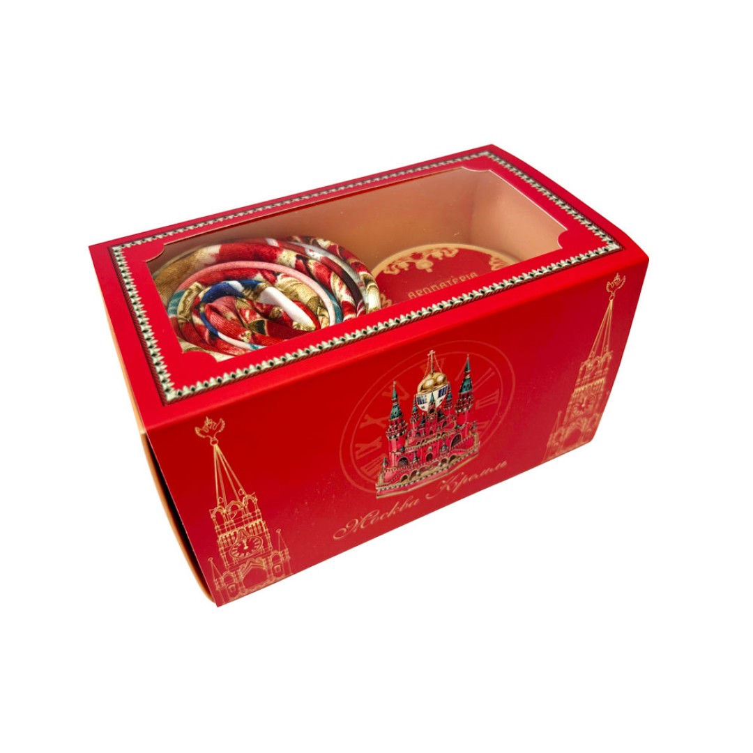 Набор: платок «Кремль – Москва» и свеча «Бархатный пион»