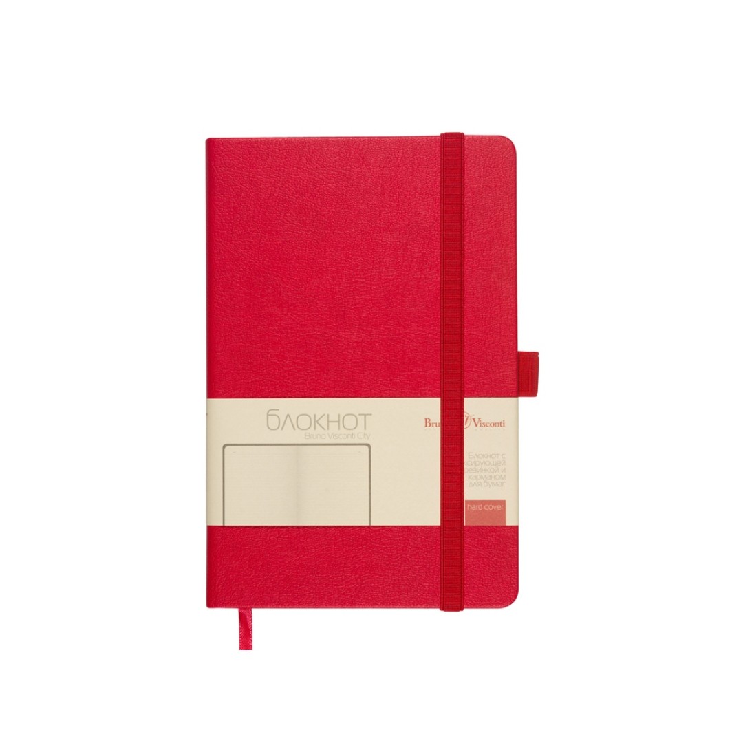 Блокнот А5  "City" на резинке, красный