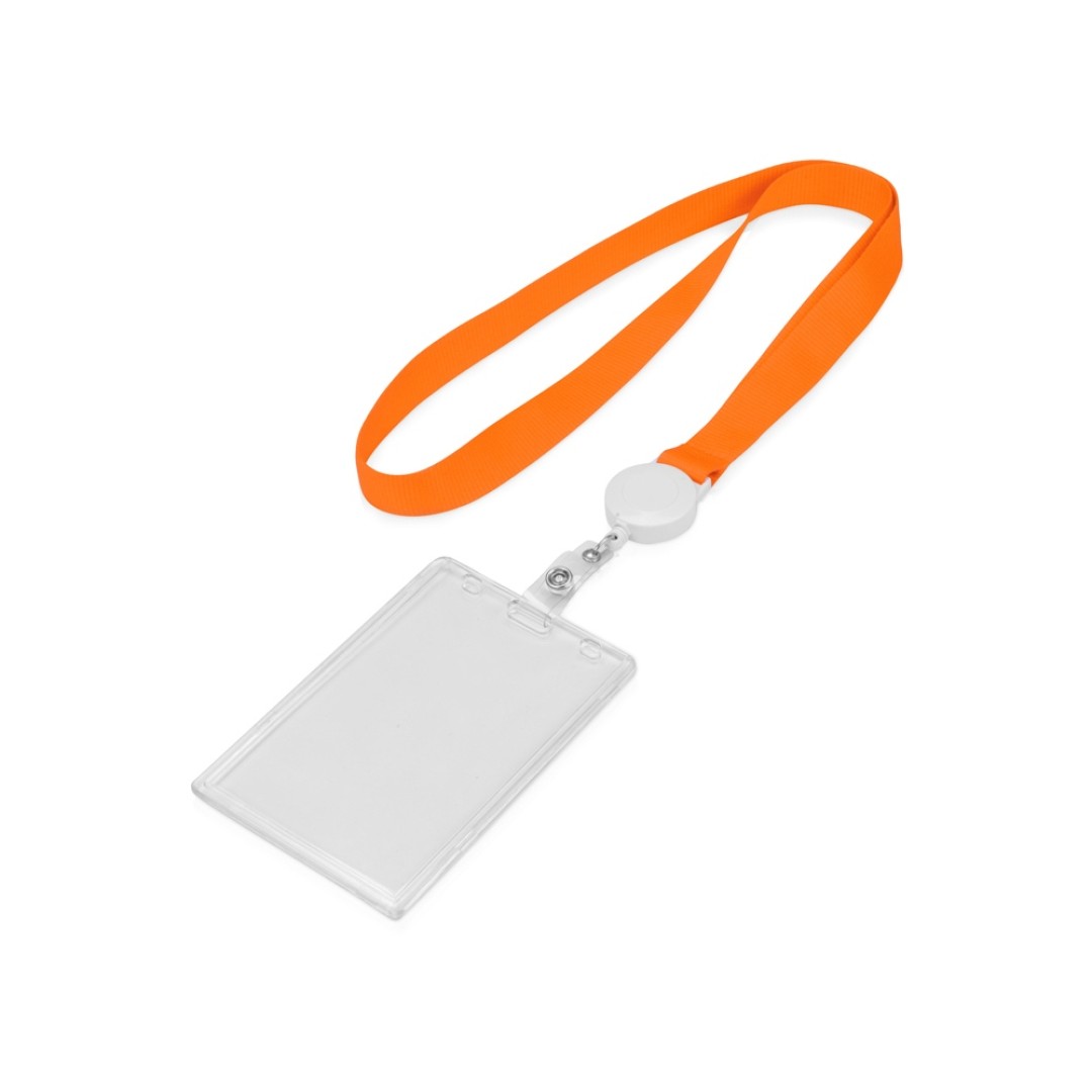 Ланьярд с ретрактором, оранжевый