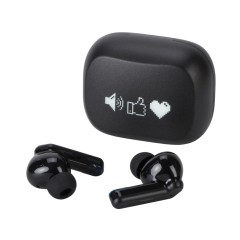 Беспроводные наушники с шумоподавлением c подсветкой лого «Lites», черные (гравировка)