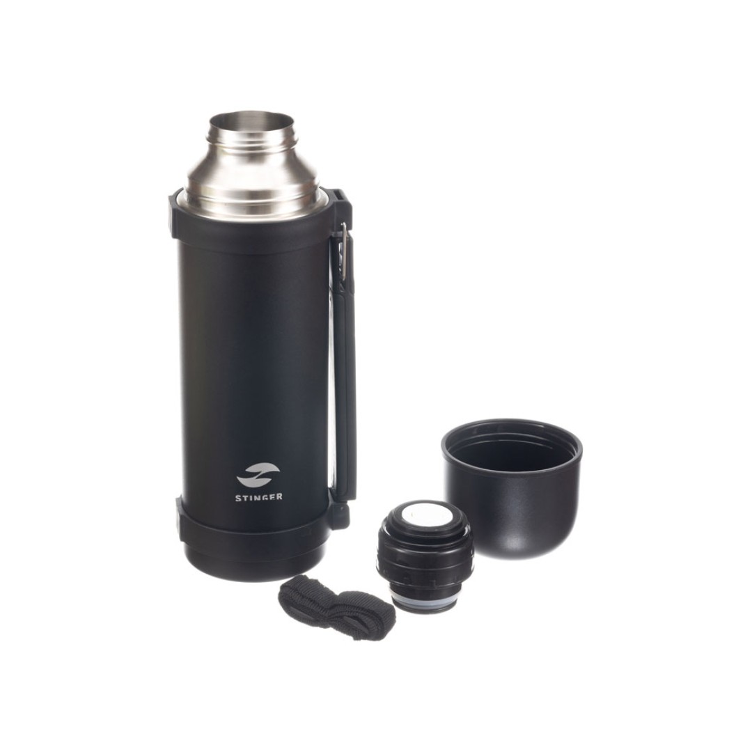 Термос Stinger, 1,2 л, широкий с ручкой, нержавеющая сталь, чёрный, 12,4 х 10,2 х 31,8 см