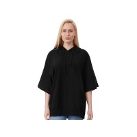 Худи оверсайз с коротким рукавом «Warsaw» унисекс, черный