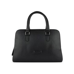 Сумка женская BUGATTI Elsa, чёрная, воловья кожа/полиэстер, 32х13х22 см