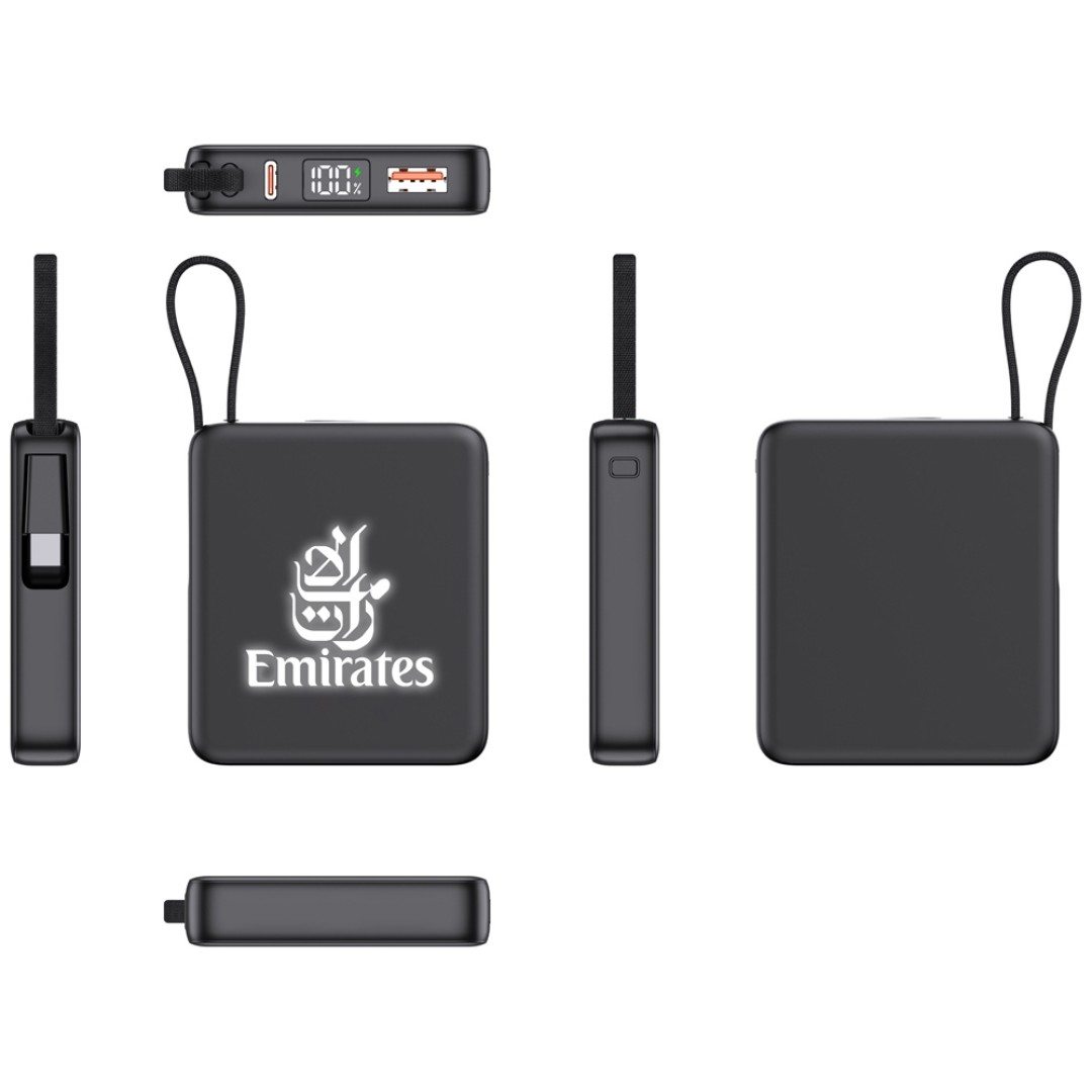 Внешний аккумулятор с подсветкой лого "Nex", 5000 мАч, черный