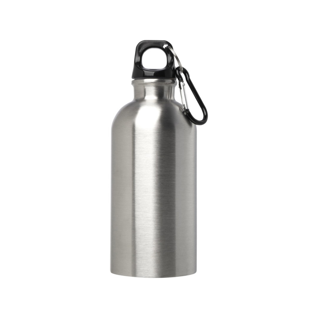 Одностенная бутылка для воды с карабином Oregon, изготовленная из нержавеющей стали, сертифицированной по стандарту RCS, объемом 400 мл - Серебряный