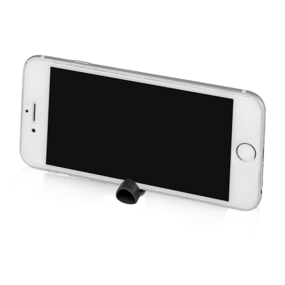 Ручка пластиковая шариковая трехгранная «Nook» с подставкой для телефона в колпачке, черный/белый