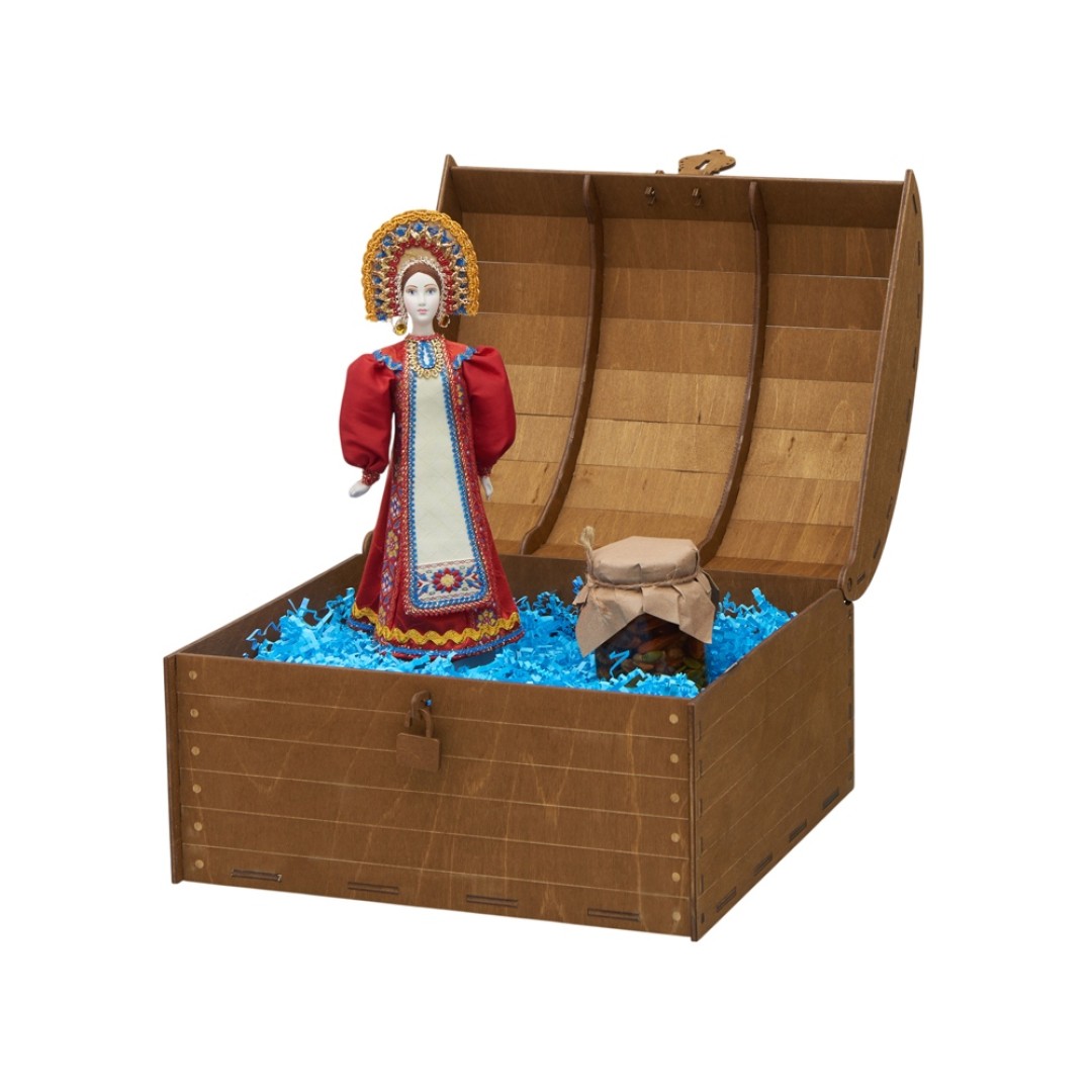 Подарочный набор: кукла фарфоровая, мед, красный