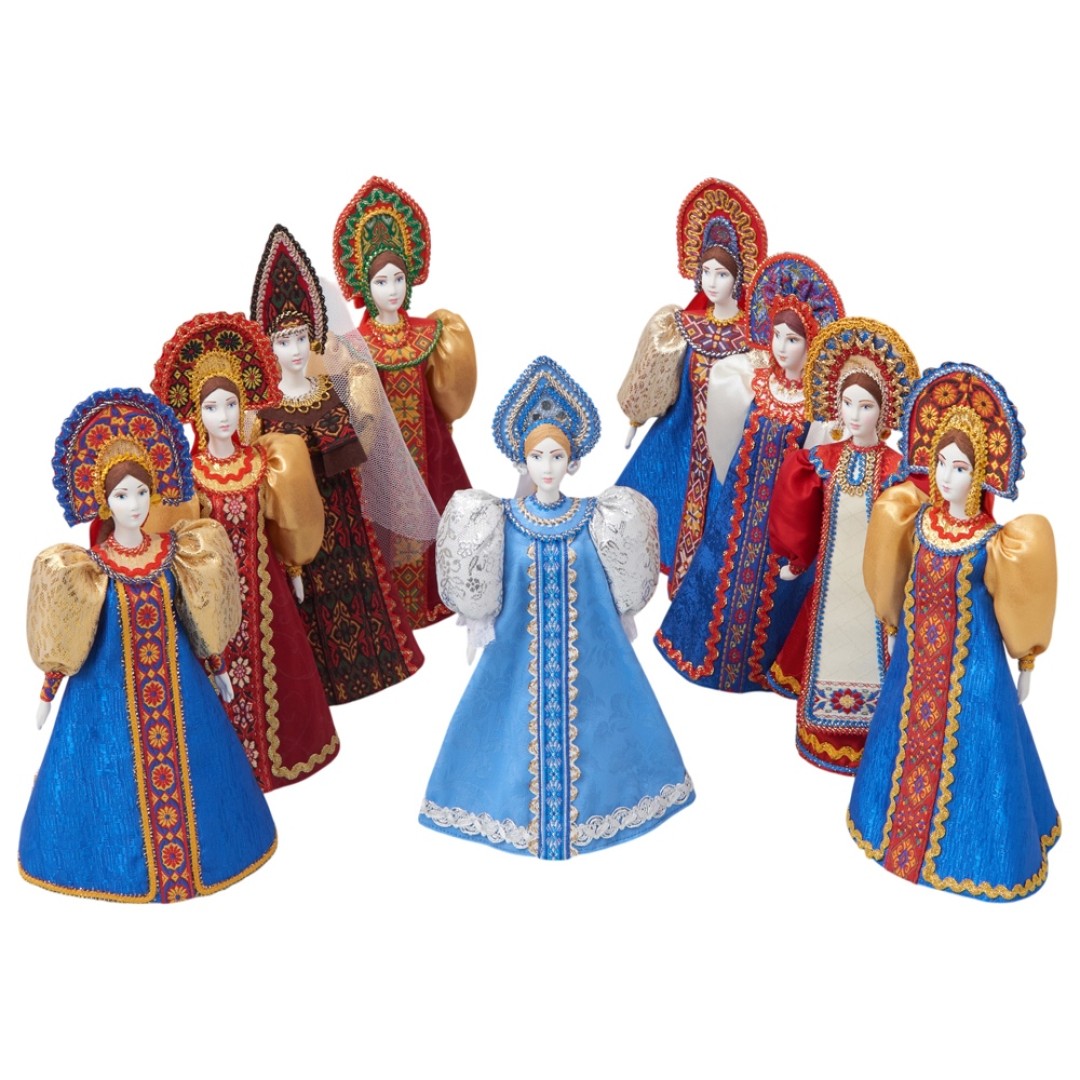 Подарочный набор: кукла фарфоровая, крем-мед, голубой