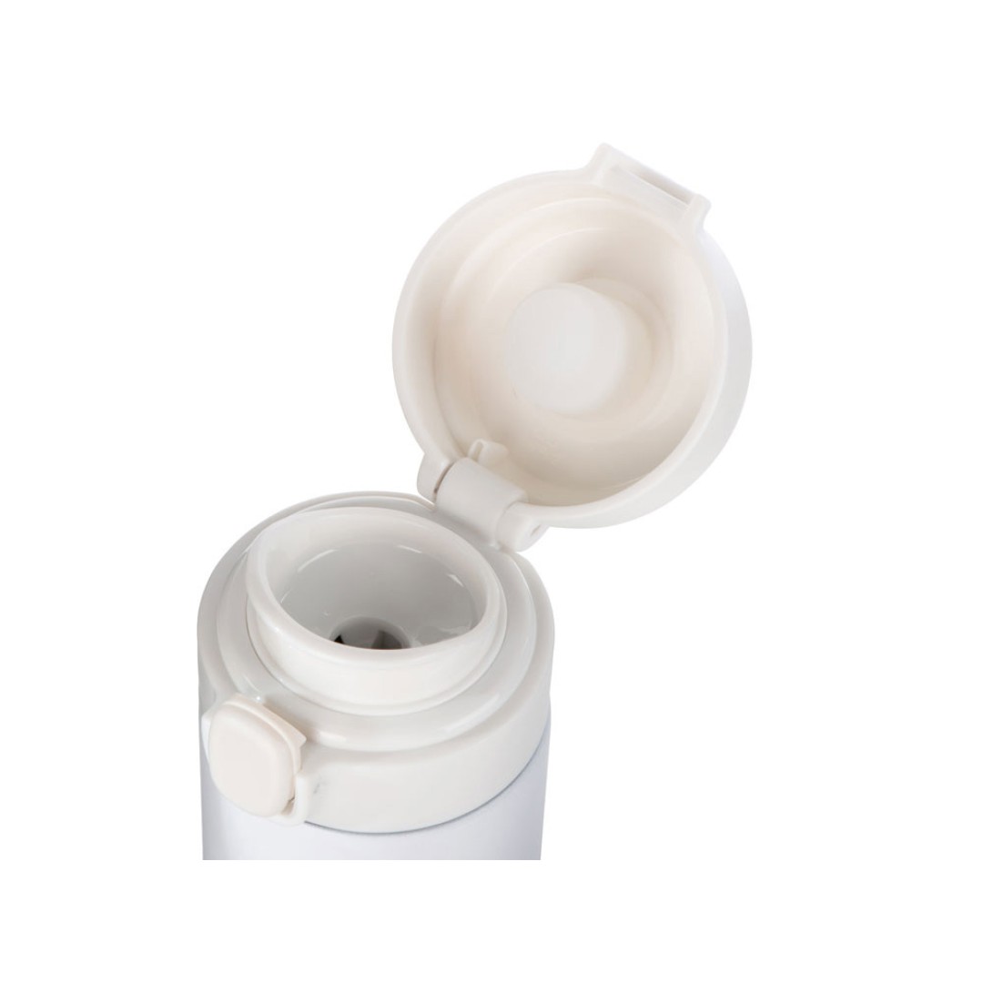 Вакуумная термокружка Waterline c кнопкой «Guard», 400 мл, тубус, белый