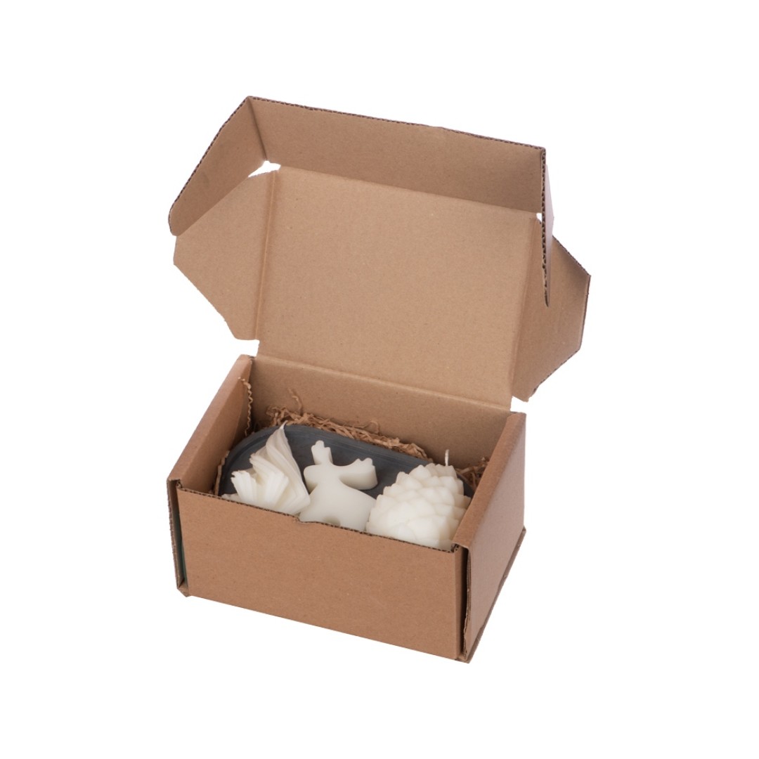 Свечи на подставке "Олень, шишка, елочка"