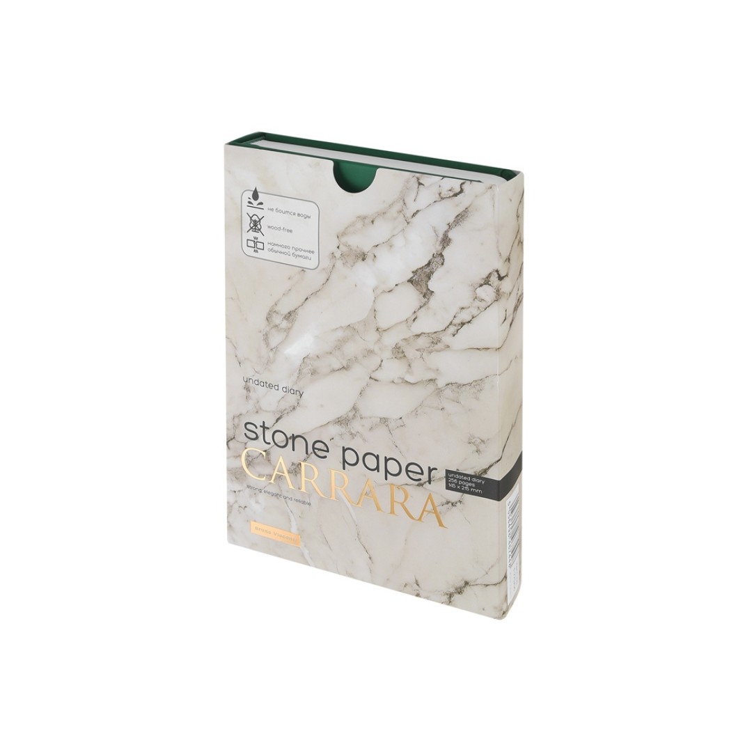 Ежедневник с каменной бумагой недатированный А5 "Carrara", зеленый