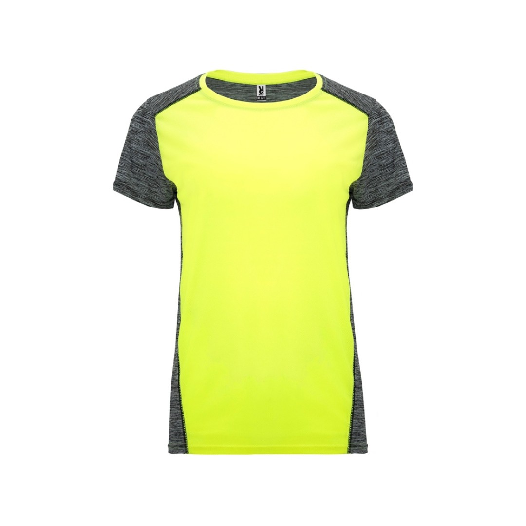Спортивная футболка "Zolder" женская, неоновый желтый/меланжевый черный