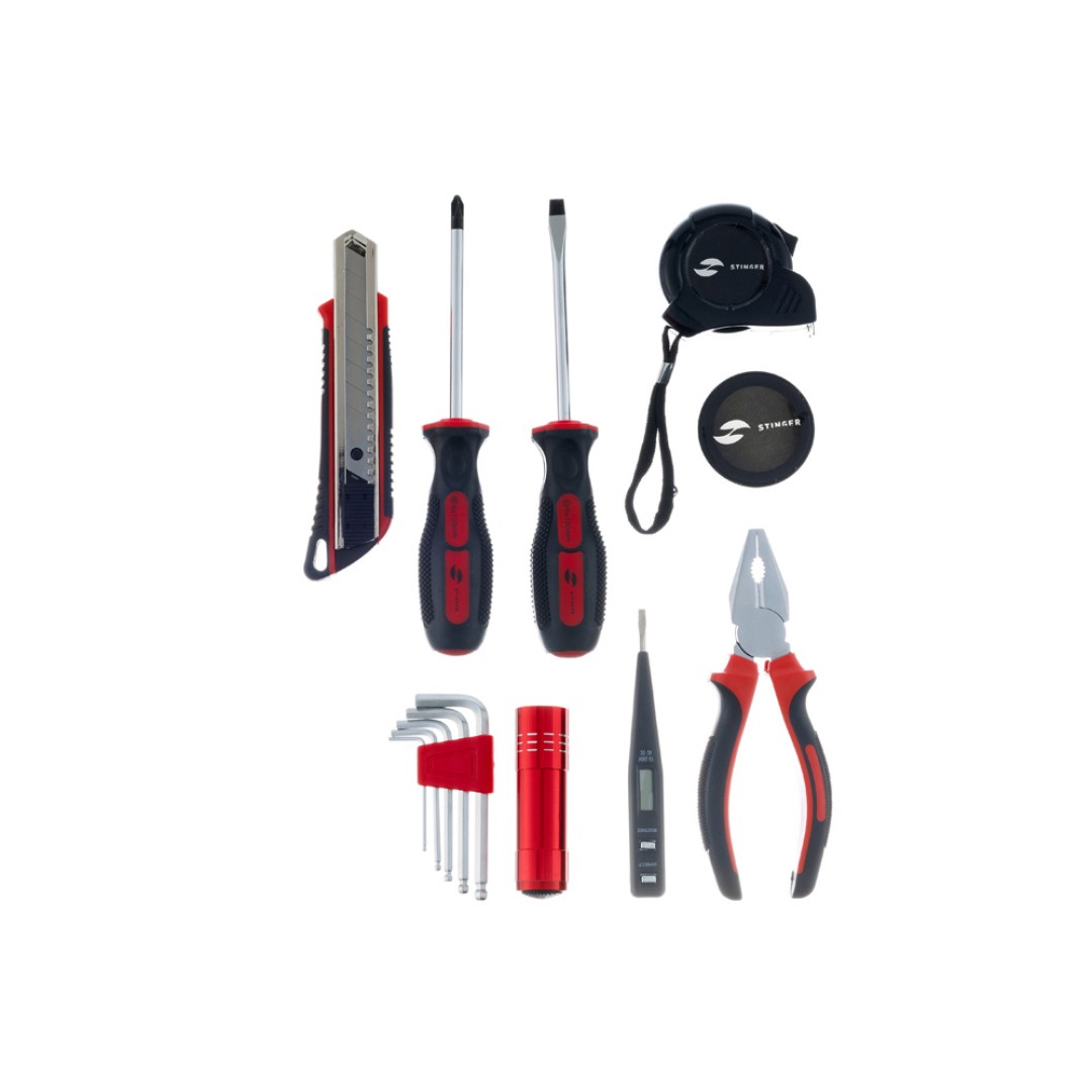 Набор инструментов Stinger, 13 инструментов, в пластиковом кейсе, 245х160x55 мм, серый