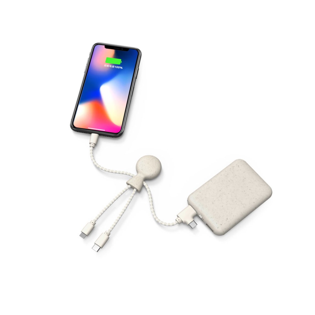 Портативное зарядное устройство "BioPack" c кабелем "Mr. Bio", 5000 mAh, белый