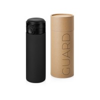 Вакуумная термокружка Waterline c кнопкой «Guard», 400 мл, тубус, черный