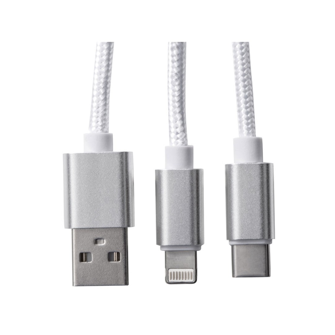 Кабель для зарядки «Tres» с брелоком, серый