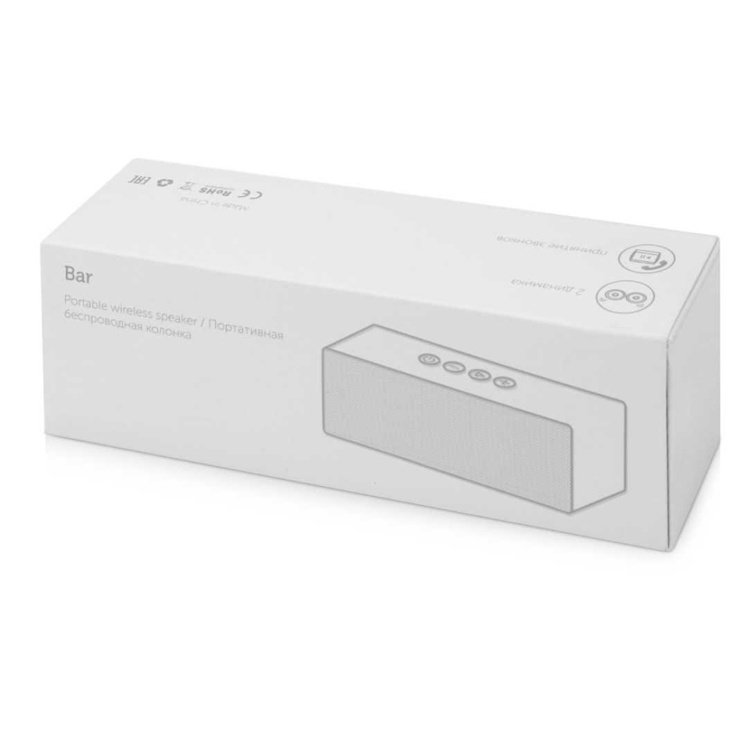 Портативная колонка «Bar» со стереодинамиками soft touch, серый