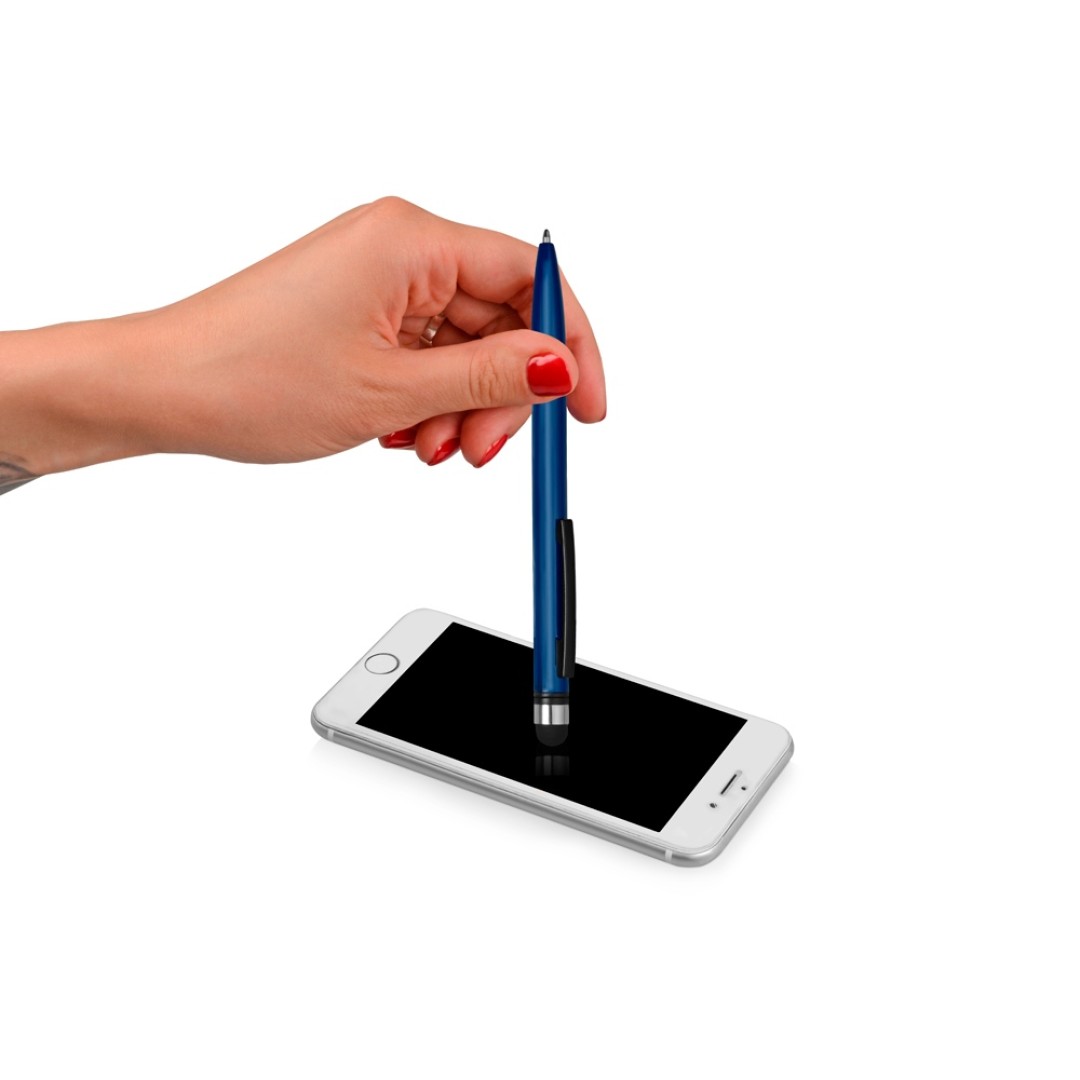 Ручка-стилус пластиковая шариковая «Poke», синий/черный