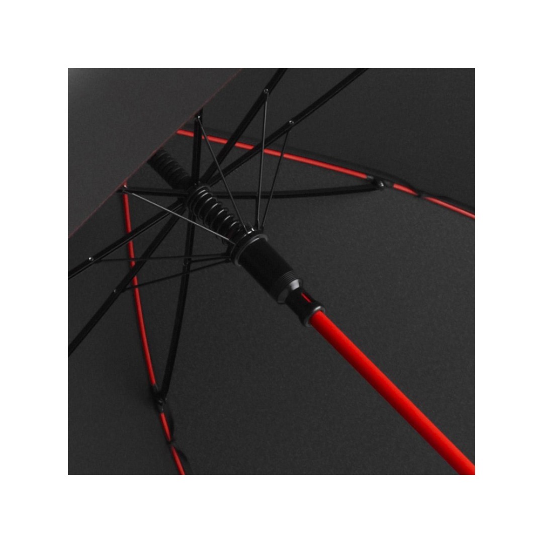 Зонт-трость 1084 Colorline с цветными спицами и куполом из переработанного пластика, черный/красный