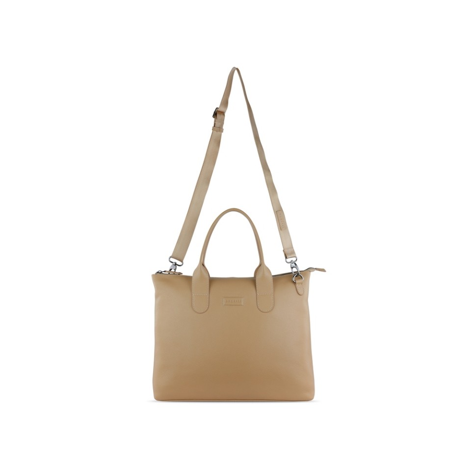 Сумка-шоппер BUGATTI Elsa, песочного цвета, воловья кожа/полиэстер, 46х11х31,5 см