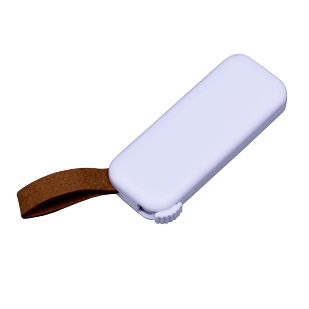 USB-флешка промо на 128 Гб прямоугольной формы, выдвижной механизм, белый