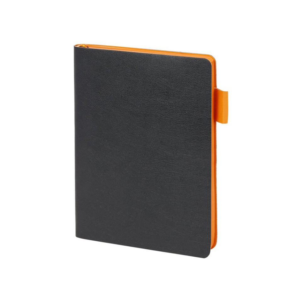 Ежедневник недатированный А5 "Boston", черный (оранжевый обрез)