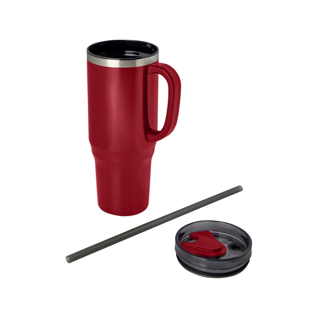 Melbourne кружка 1200 мл, сертифицированная согласно RCS, с соломинкой - Красный