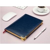 Ежедневник А5 датированный «Sidney Nebraska» 2026, синий (золотой обрез, золотые уголки)