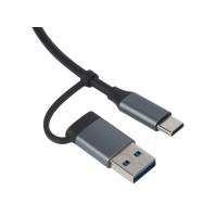 USB-хаб «Link» с коннектором 2-в-1 USB-C и USB-A, 2.0/3.0, серый