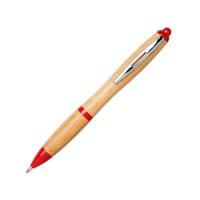Шариковая ручка Nash из бамбука, натуральный/красный
