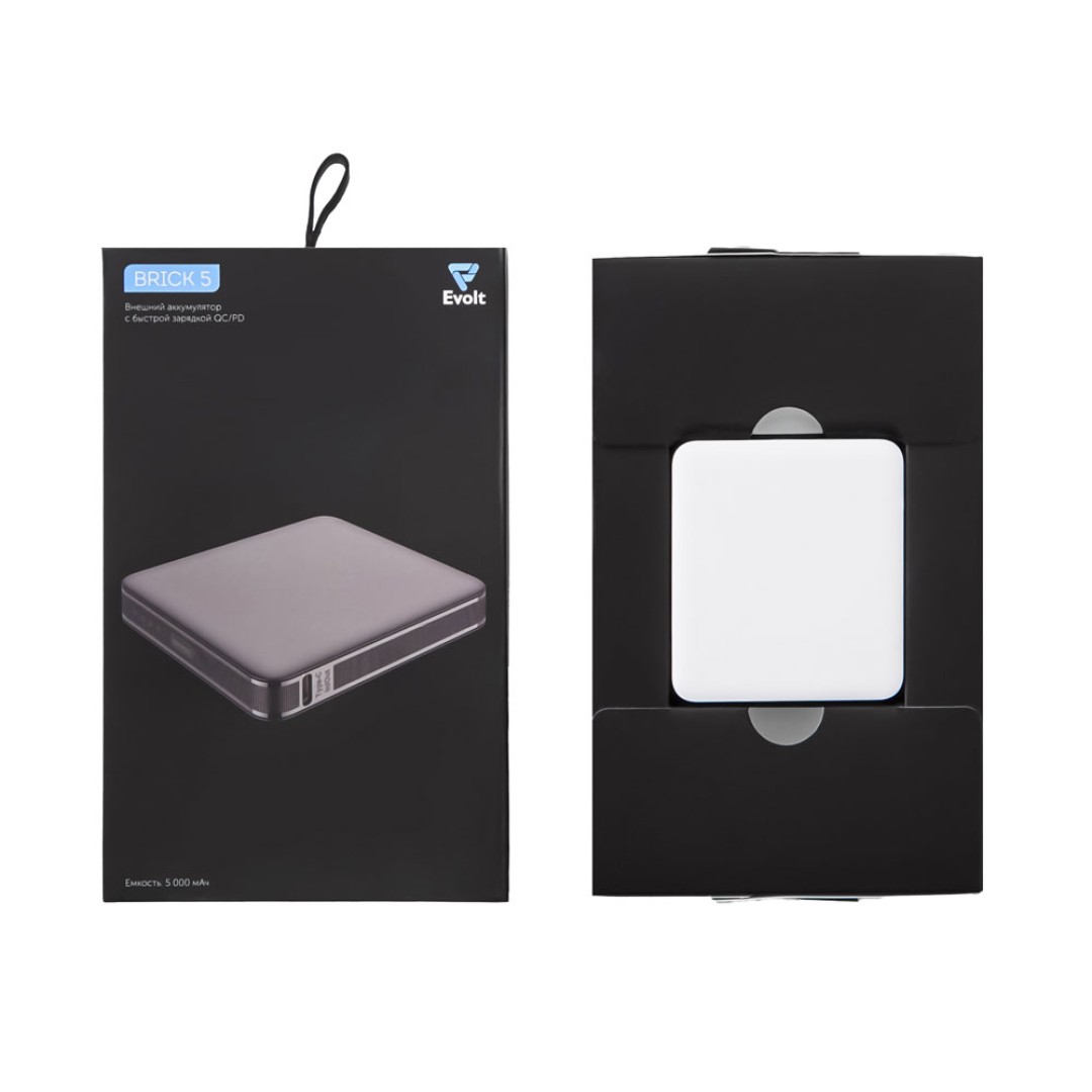 Внешний аккумулятор «Brick 5» с быстрой зарядкой PD, 5000 мАч, белый