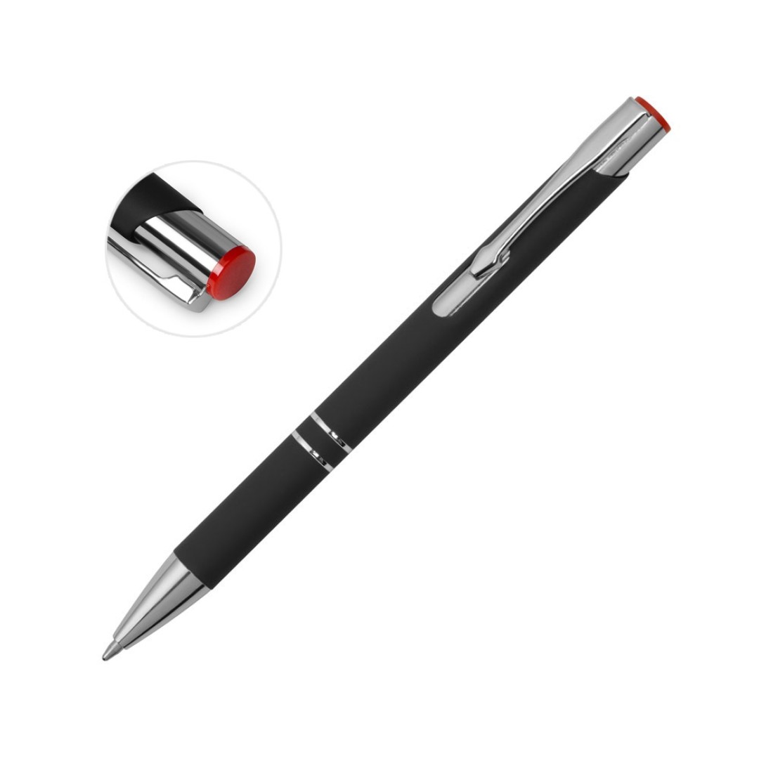 Ручка металлическая шариковая "Legend Mirror Gum" софт-тач с цветным слоем, черный / красный