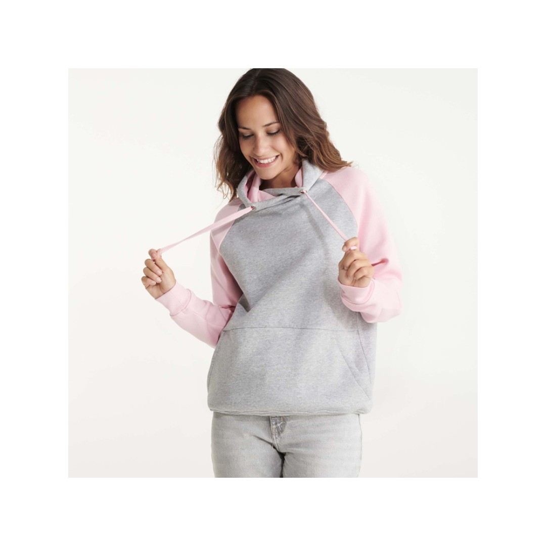 Толстовка с капюшоном "Badet" мужской, серый меланж/светло-розовый
