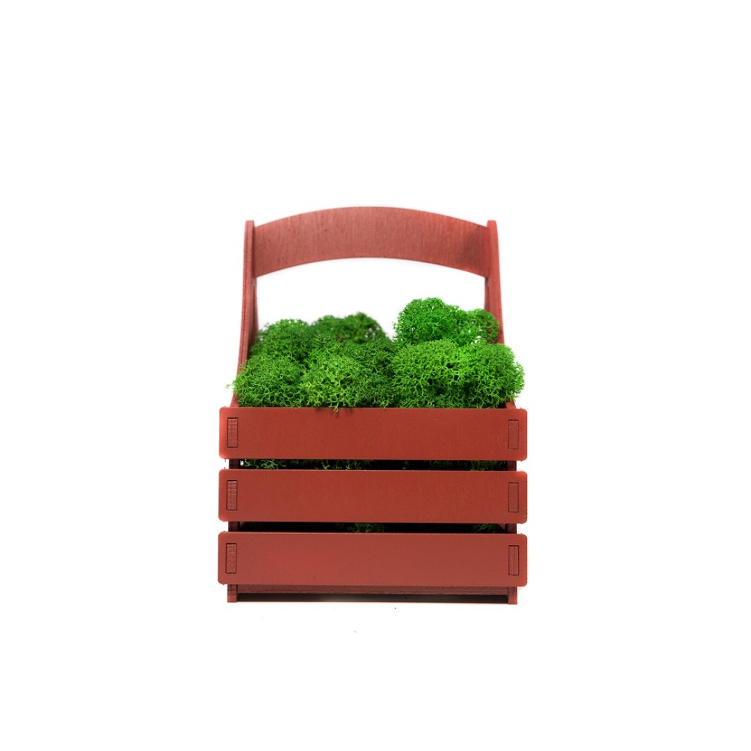 Композиция "Корзинка со мхом", темно-красный