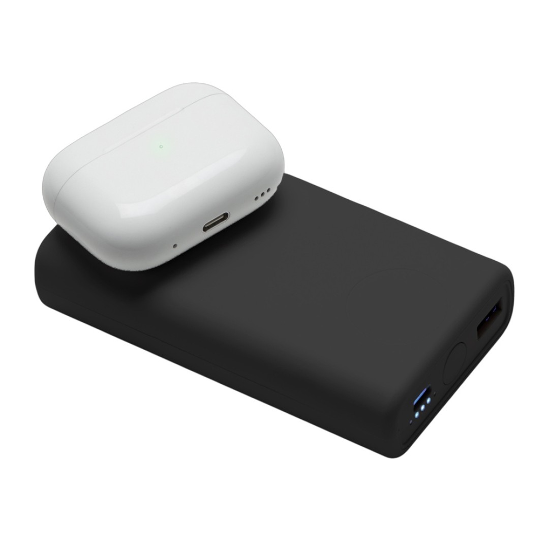 Внешний беспроводной аккумулятор 2-в-1 с функцией зарядки Apple Watch, QC/PD «AtomIQ», 10000 мАч, черный