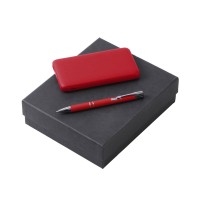 Подарочный набор c ручкой и повербанком 10000 mAh, красный