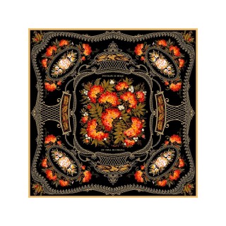 Платок «Тагильский поднос», черный