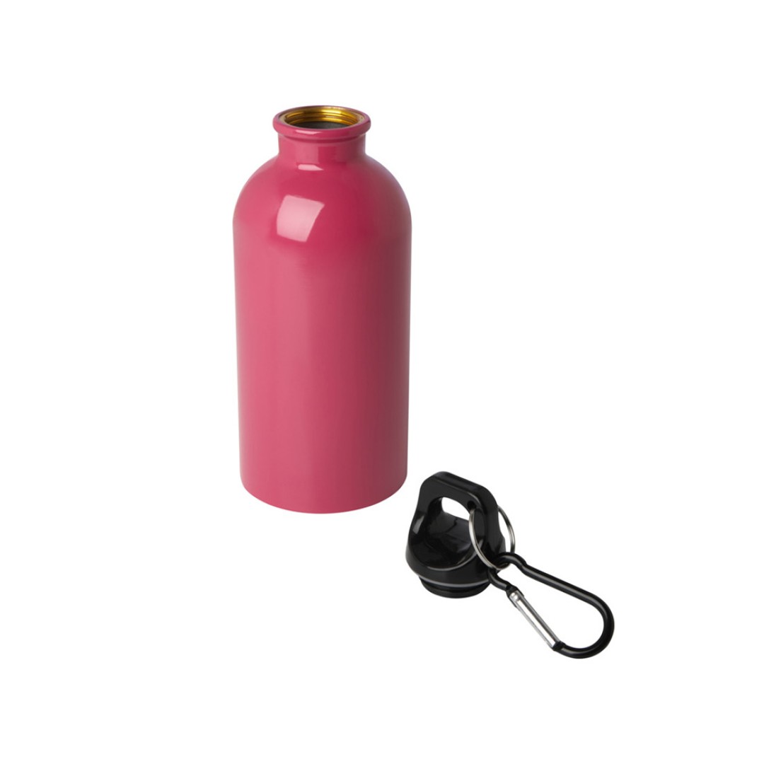 Одностенная бутылка для воды с карабином Oregon, изготовленная из нержавеющей стали, сертифицированной по стандарту RCS, объемом 400 мл - Фуксия