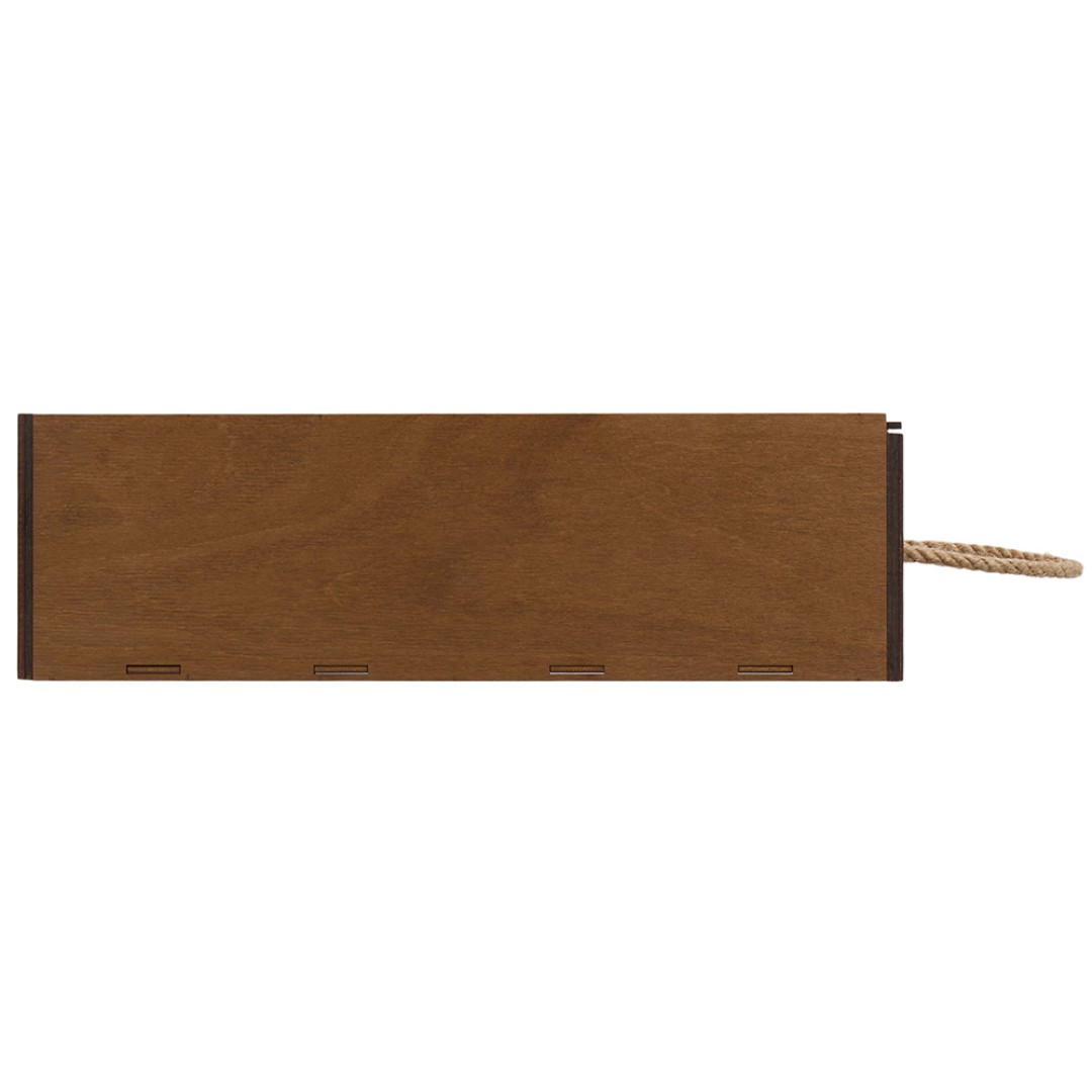 Подарочная коробка из фанеры Constellation 330х220х100 мм, фанера 6 мм, крышка на выдвижных пазах черная ЛХДФ 3 мм, бечевка